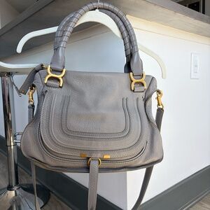 Chloe Medium Marcie Double Carry bag, Cashmere Gray w gold hardware